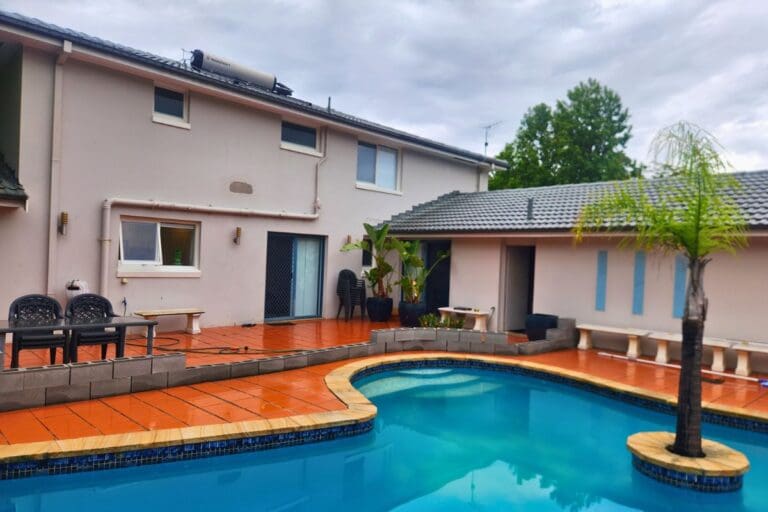 Before renovations into a Hampton-Style large alfresco by Pergola Land