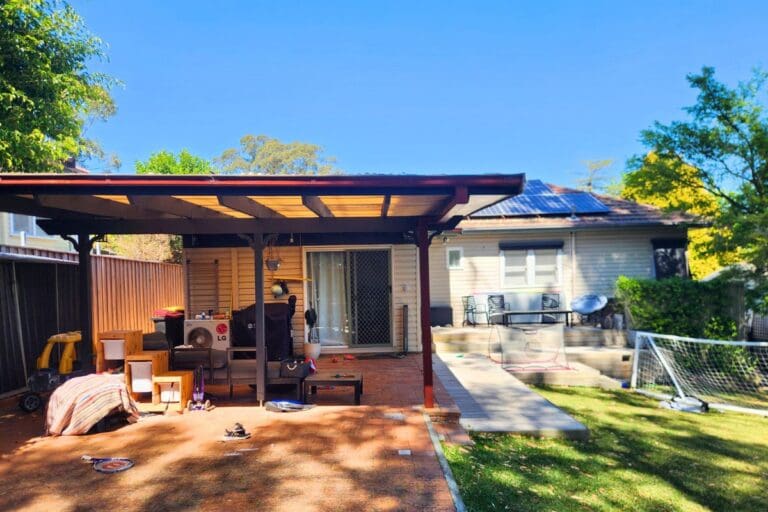 Before photos of a family-friendly insulated pergola transformation in Thornleigh, NSW, by Pergola Land.