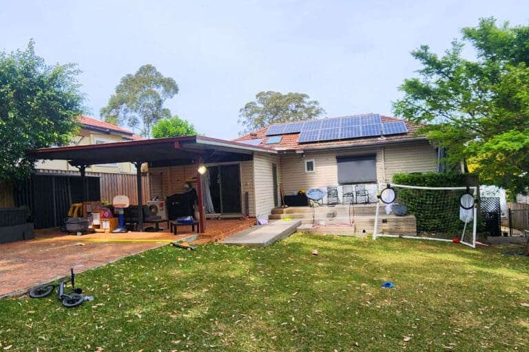Before photos of a family-friendly insulated pergola transformation in Thornleigh, NSW, by Pergola Land.