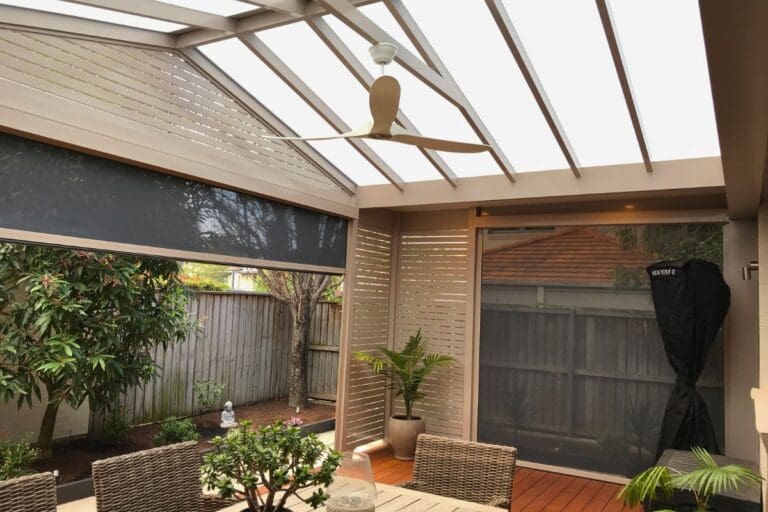 Polycarbonate gabled pergola designed & built by Pergola Land
